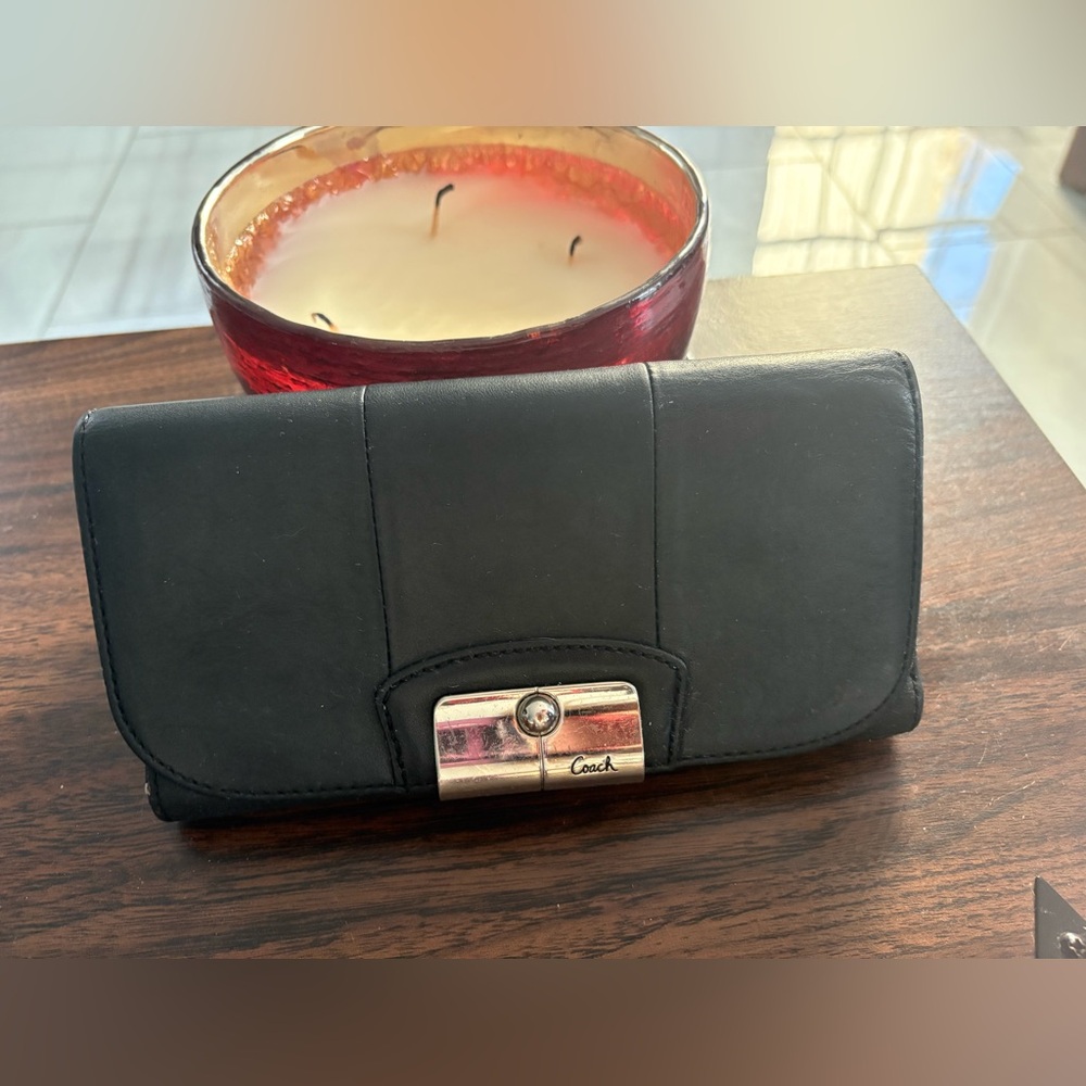 Coach Kristen Envelope Black Leather Wallet